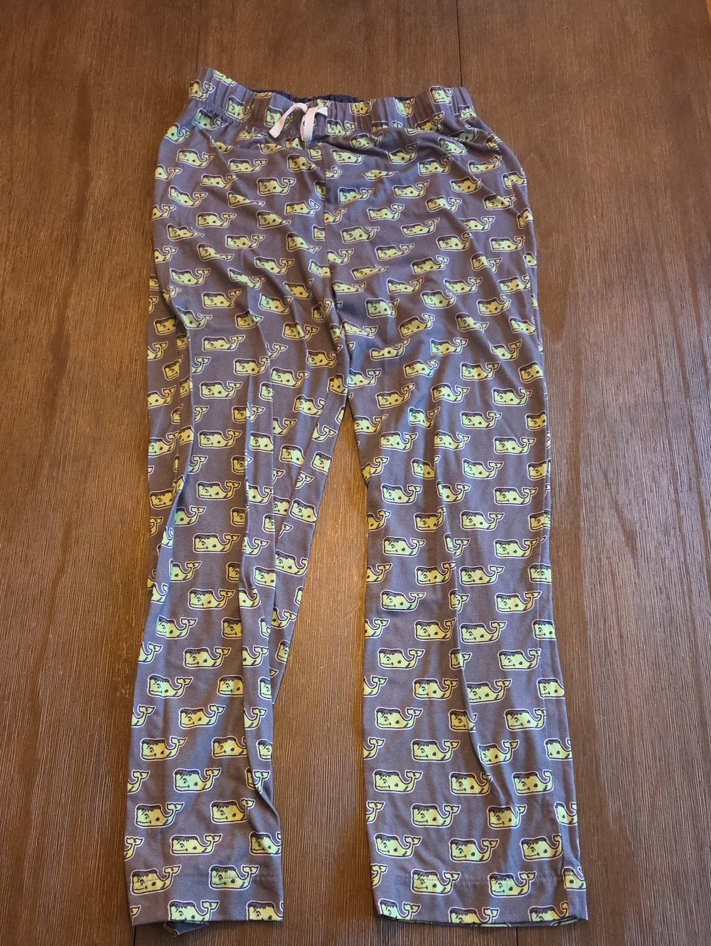 Boys Vineyard Vines Gray Halloween Whale Print Pajama Pants PJs Sz Large